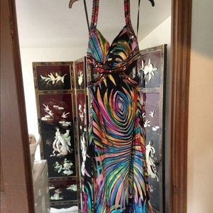 Nightway colorful satin prom dress